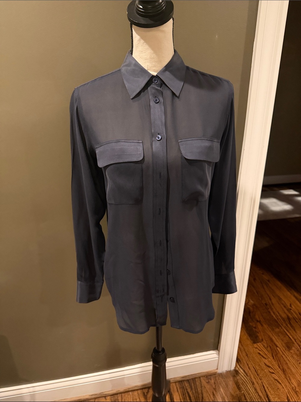 Equipment navy Silk Blouse